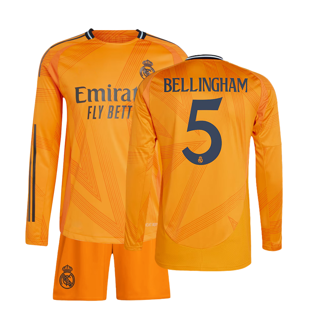 BELLINGHAM #5 MADRID AWAY 24-25 SOCCER KIT LONG SLEEVE