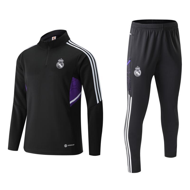 YOUTH BLACK WITH WHITE STRIPES MADRID TRAINING SUIT