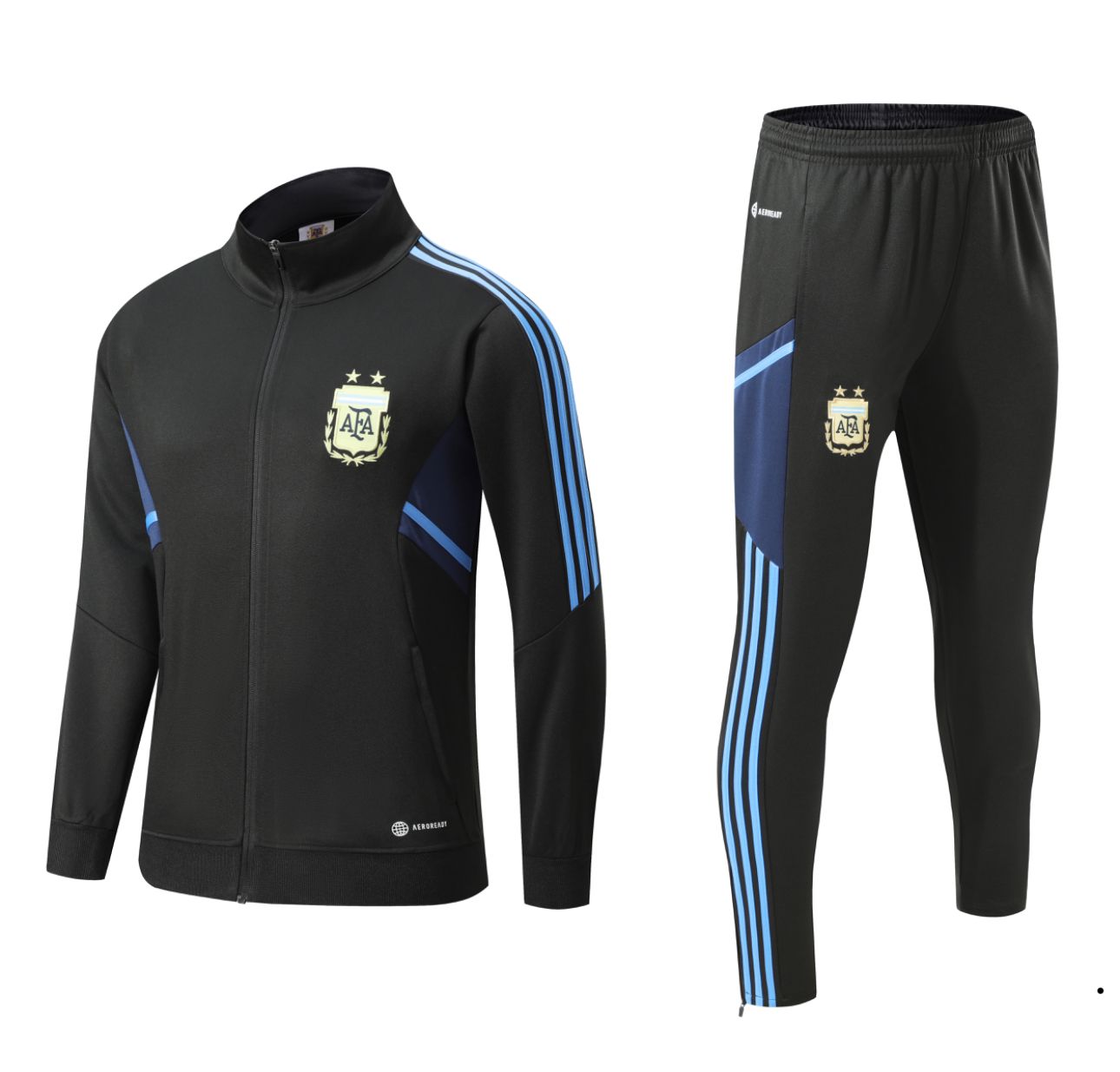 ADULT BLACK WITH BLUE STRIPES ARGENTINA TRAINING SUIT