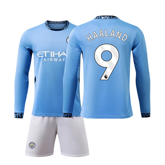 HAALAND #9 MAN CITY HOME 24-25 SOCCER KIT LONG SLEEVE