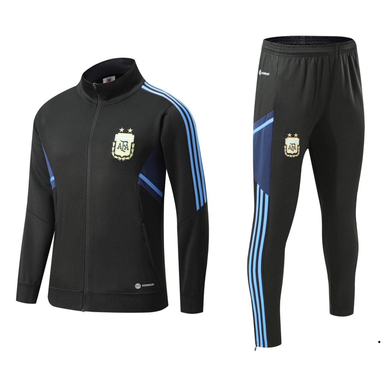 ADULT BLACK  WITH BLUE STRIPES ARGENTINA TRAINING SUIT