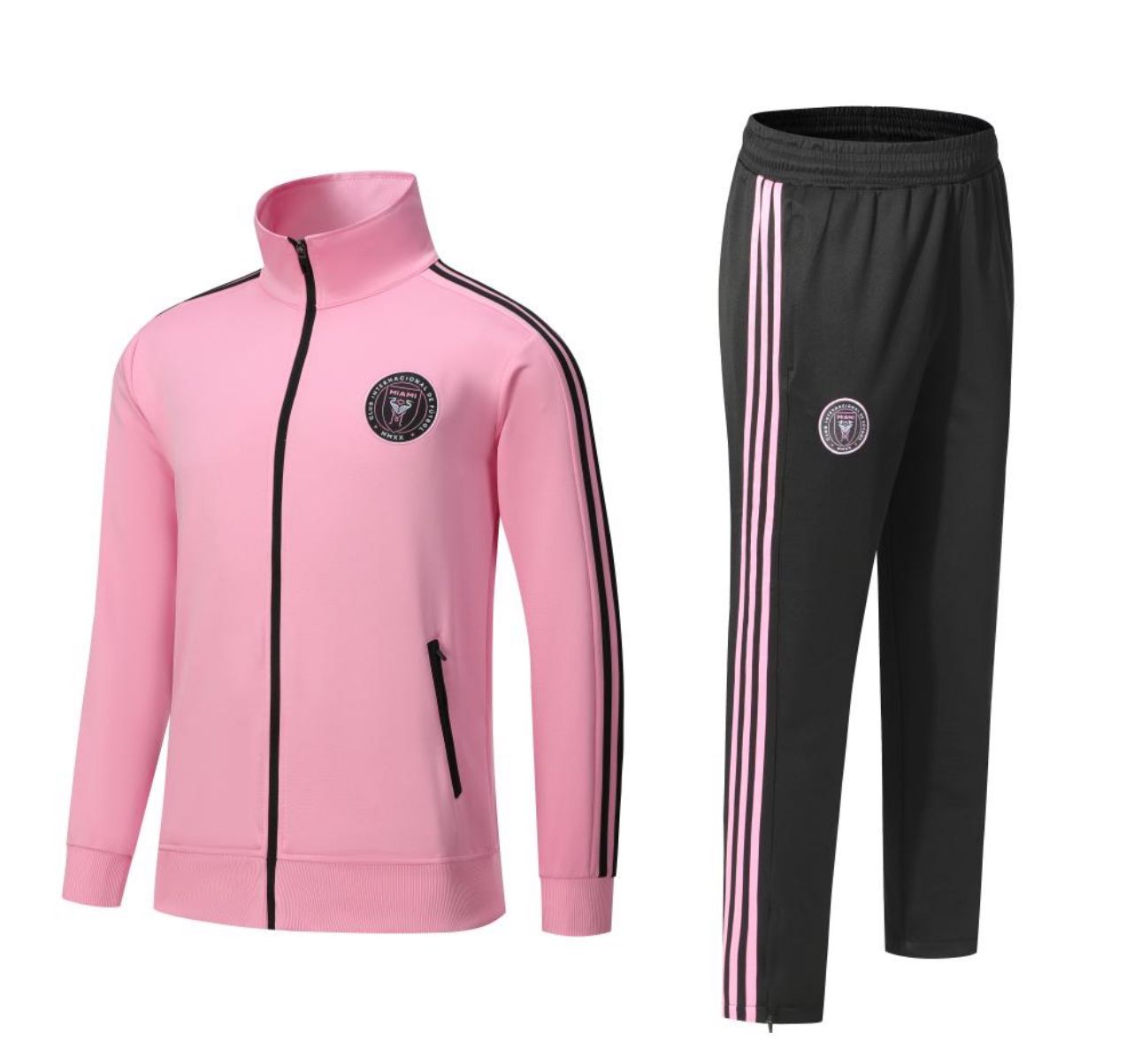 ADULT PINK  WITH BLACK STRIPES MIAMI TRAINING SUIT